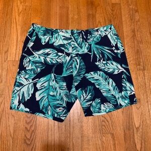 Men’s Under Armour Blue and green tropical palm leaf shorts -Size 40